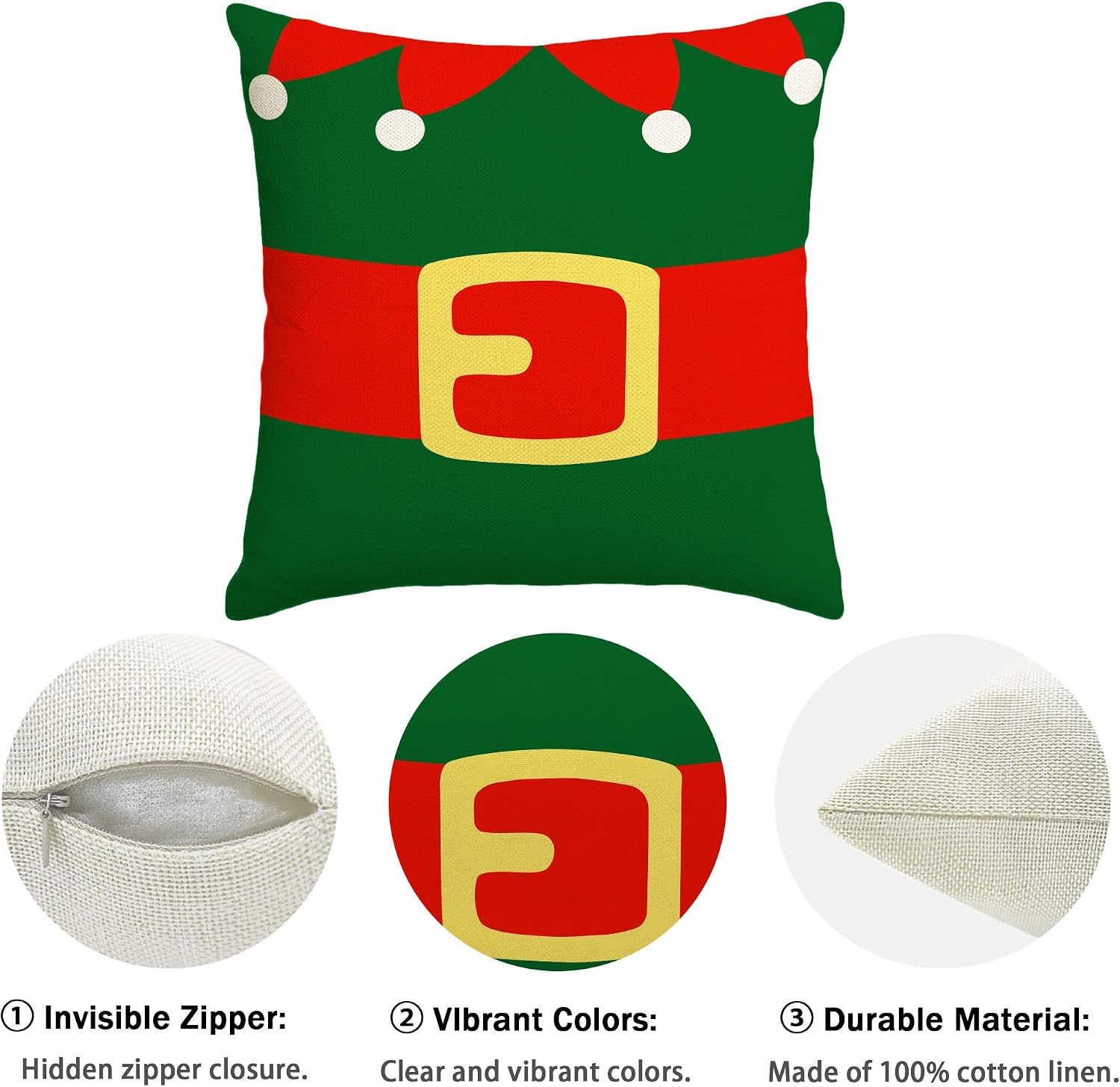 Christmas Pillow Covers Red and Green Xmas Throw Pillow Case Winter Seasonal Holiday Decor Merry Christmas Decorations for Home Party