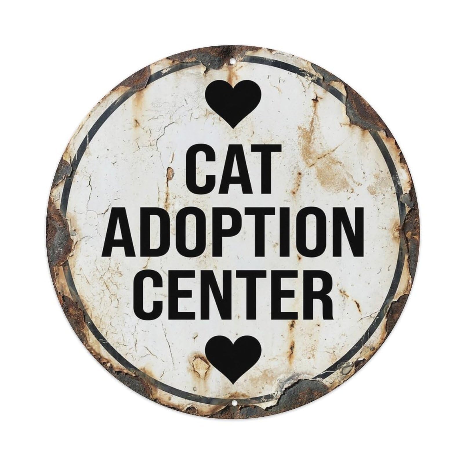 Vintage Cat Adoption Center Decor Vintage Metal Tin Sign Plaque Wall Decor for Cafe, Club Bar, Office, Garden Metal Poster 8x8Inch
