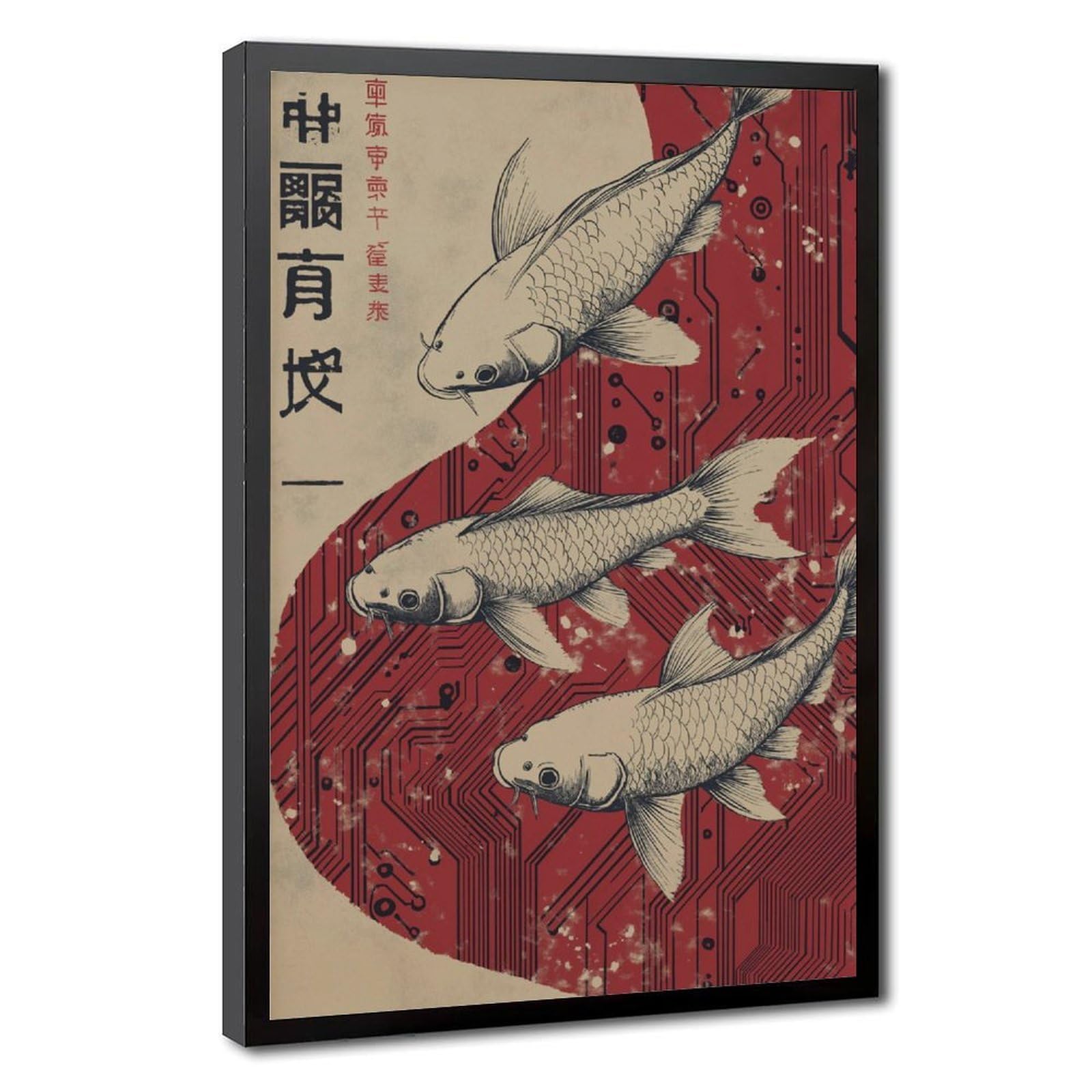Bareronor Japanese Fish Poster (2) Canvas Poster Bedroom Decor Landscape Office Room Decor Gift 12" L X 18" W