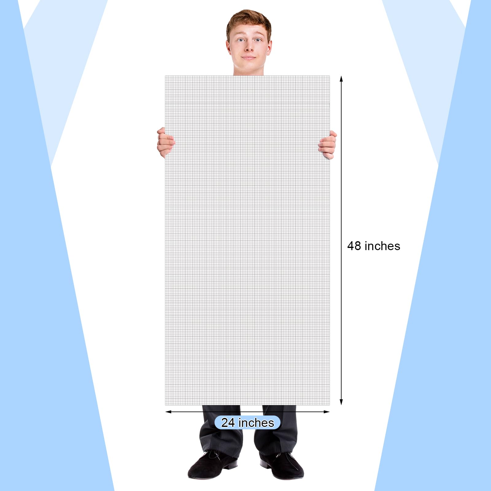 Fuyoooo 25 Blatt Graph Paper Pad 61 x 121,9 cm große Grafik 2,5 cm und 0,6 cm liniertes Rasterpapier für Ingenieure, Architekten, Designer, Mathematiker, Zeichner, Skizze, Haus, kommerzielle Baupläne