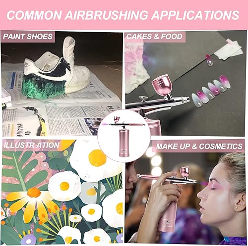 Airbrush-Kit Compresor de aerógrafo inalámbrico recargable con kit de pinturas de 24 colores para peluquería, arte de uñas, maquillaje, pintura de