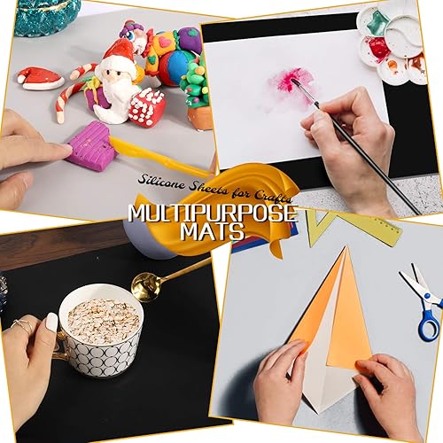 Vista 21 de LEOBRO Alfombrillas de silicona, 3 alfombrillas de silicona para manualidades, moldes de resina, tapete de masa de juego, tapete de silicona Azul