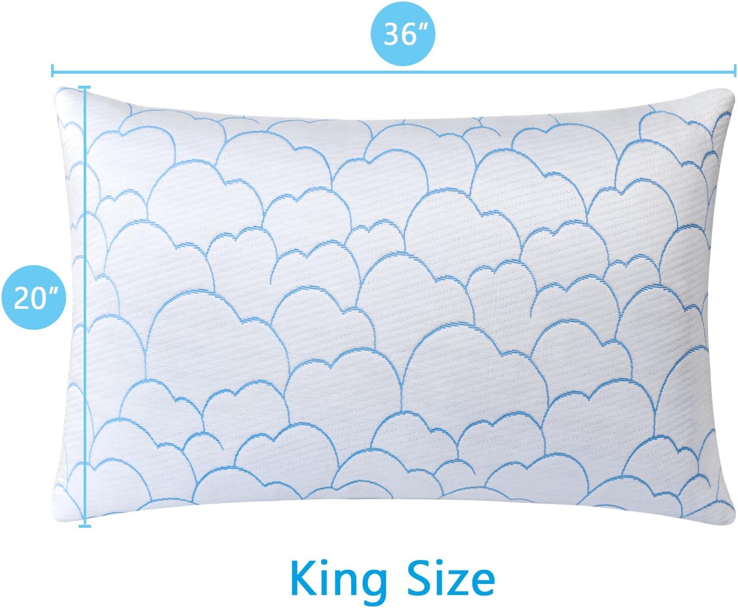 Cooling Pillows King Size Set of 2, Luxury Memory Foam Pillows, Adjustable Firm Bed Pillows for Sleeping 2 Pack, Cool Cold Soft Gel Pillow for Hot Side Back Stomach Sleepers 20" x 36"