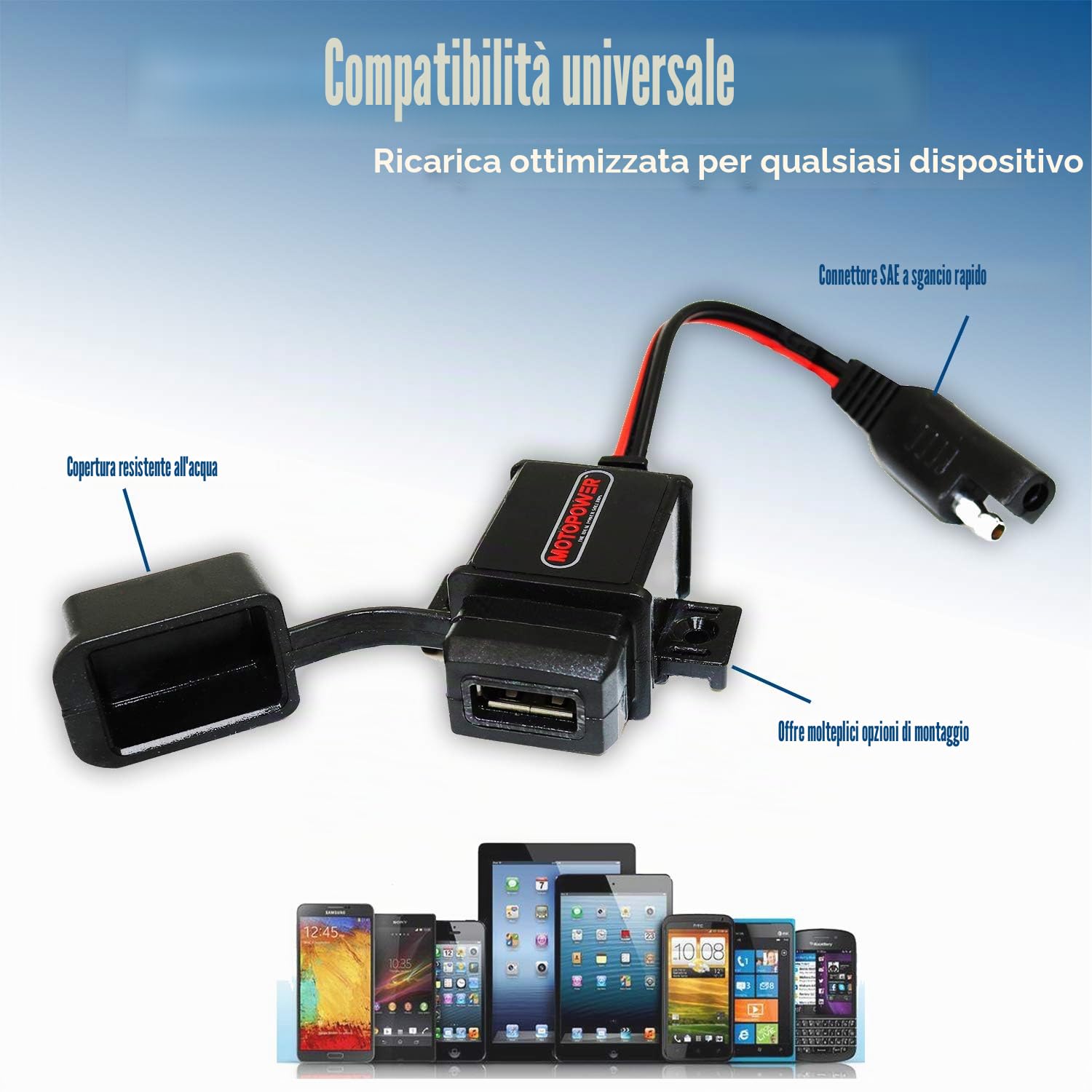 MOTOPOWER MP0609A 3.1Amp Moto USB Charger Kit per Telefono, GPS o Sport Camera
