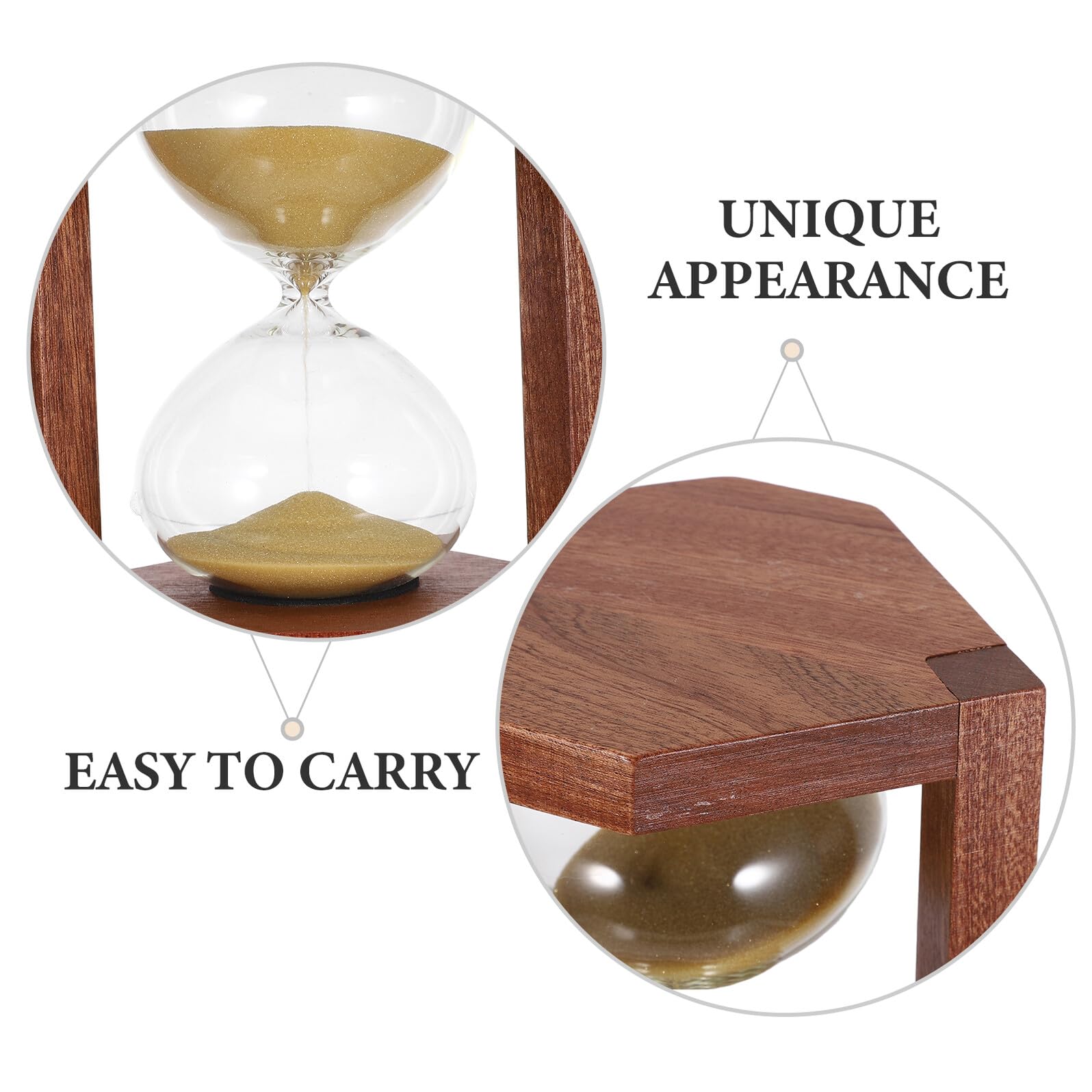 Temporizador Retro de Reloj de Arena de Madera Maciza 15 Minutos