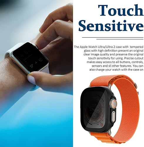 Miniatura 7 de Miimall Funda de privacidad para Apple Watch UltraUltra 2 de 1.929 in, vidrio templado antiarañazos, a prueba de golpes, con protector de pantalla