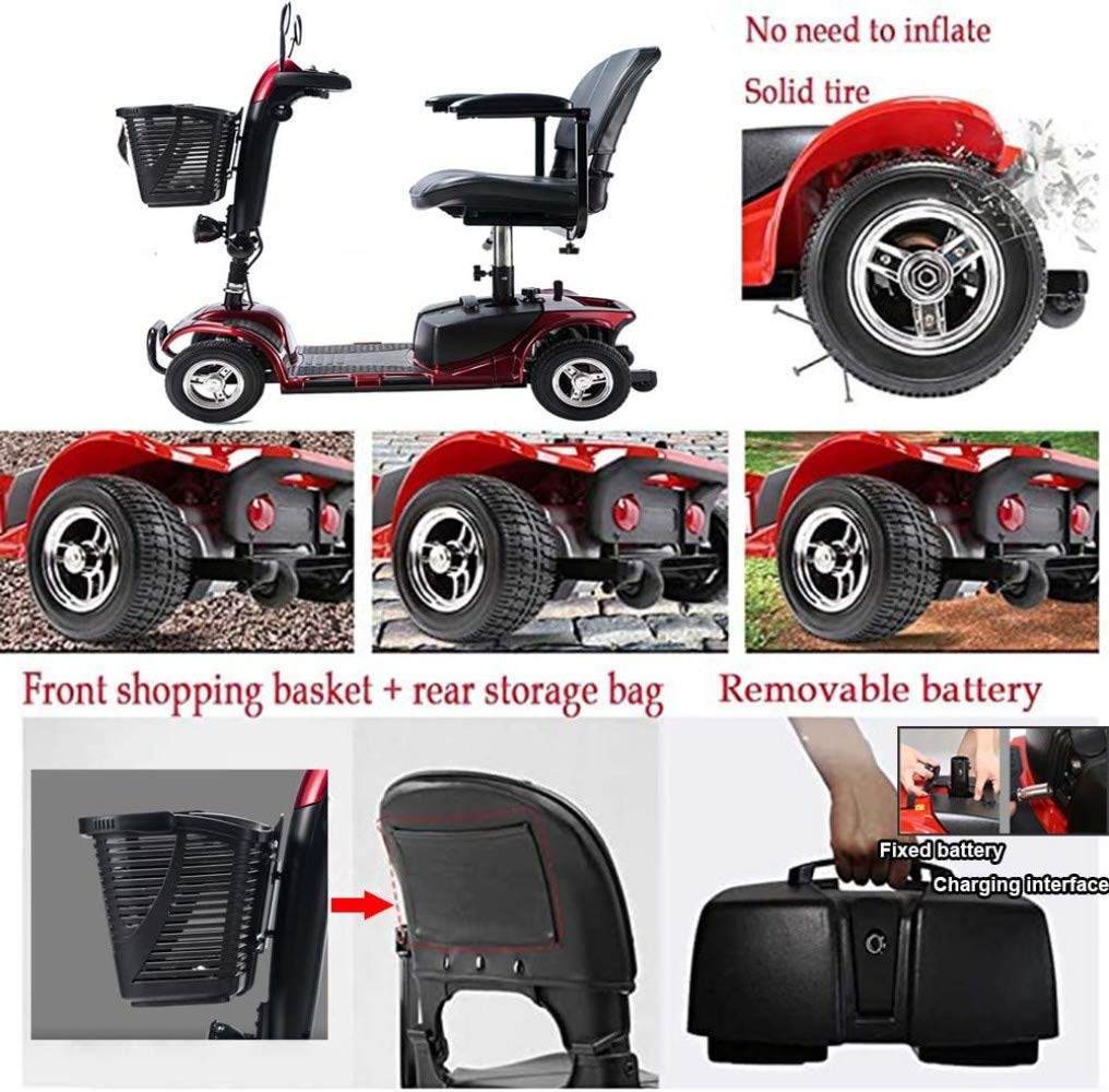 Lekki wózek inwalidzki, lekkie koła Dgpoad Skuter elektryczny dla dorosłych Skuter elektryczny do mobilności Heavy Duty Seniors Travel Scooter, składana, otwierana poręcz, siedzisko o szerokości 43