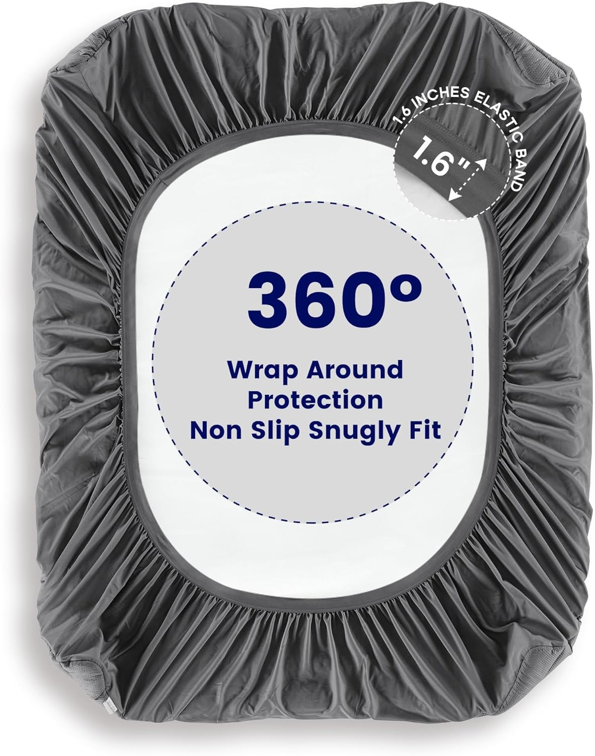 SLEEP ZONE Waterproof Mattress Pad Queen Size Deep Pockets, Extra Thick Fitted Cover for Back Pain, 60 x 80 Inches (Grey, Queen)