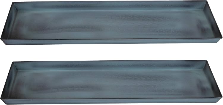 Achla Designs Galvanized Steel Planter Tray, Nantucket Blue, Small, 2-Pack