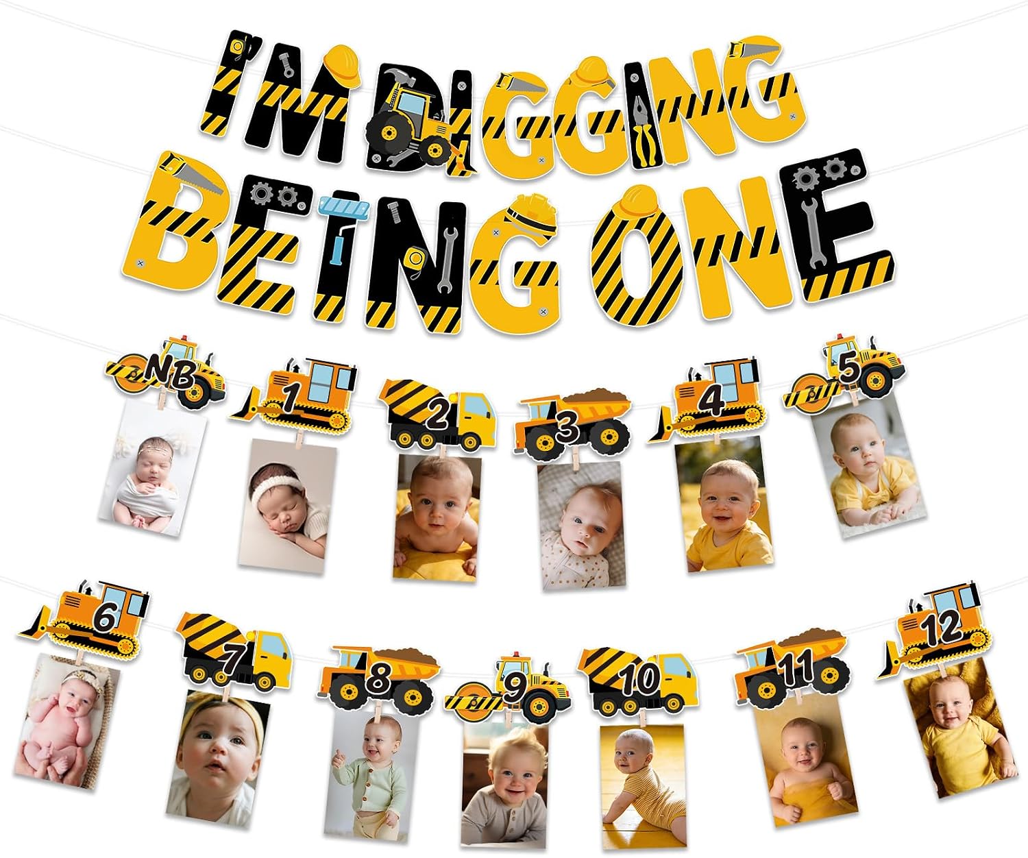 Construction 1st Birthday Banner for Boys First Birthday Party Supplies