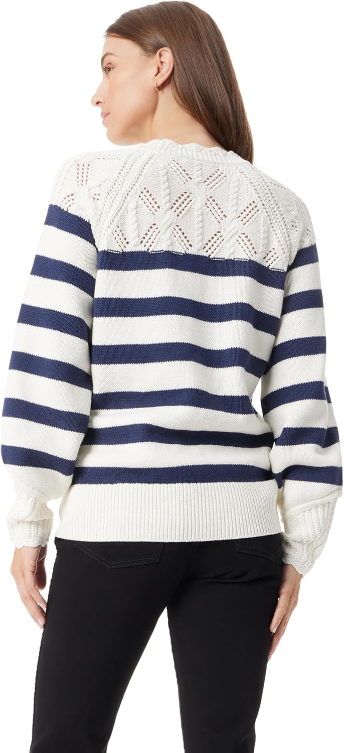 Sam Edelman Women's Joy Novelty Yoke and Cuff Pullover Sweater Standard - Image 4