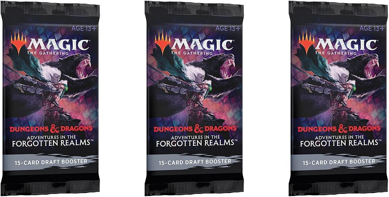 Card Game 3 Packs Magic: The Gathering Draft Booster Pack Lot MTG Adventures in The Forgotten Realms