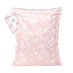 Bumkins Waterproof Wet Bag for Baby, Travel, Swim Suit, Cloth Diapers, Pump Parts, Pool, Beach, Gym Clothes, Toiletry, Hook to Stroller, Daycare, Zipper Reusable Wetdry Packing Pouch, Lace Pink