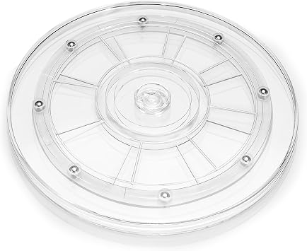 9 Inch Plastic Lazy Susan Turntable, 360 Clear Turntable Organizer, Transparent Ball Bearing Rotating Swivel Spinning Tray Plate for Refrigerator Table Spice Cake