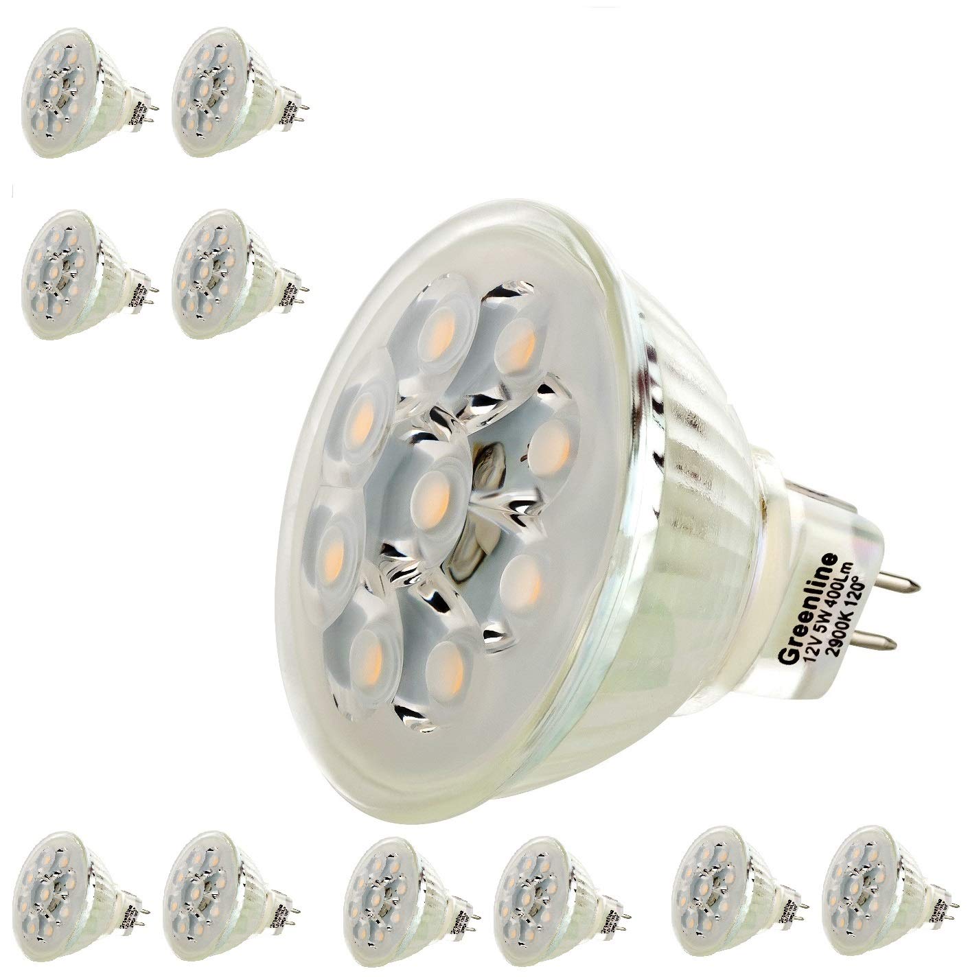 Pack of 10 5 W LED MR16 / GU5.3 Dimmable Warm White AC Transformer 120° Beam Angle 1141