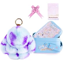 Bunny Keychain with Tin Handmade Soft Plush Rabbit Keychain with Card & Sparkly Ribbon Bunny Bag Charm