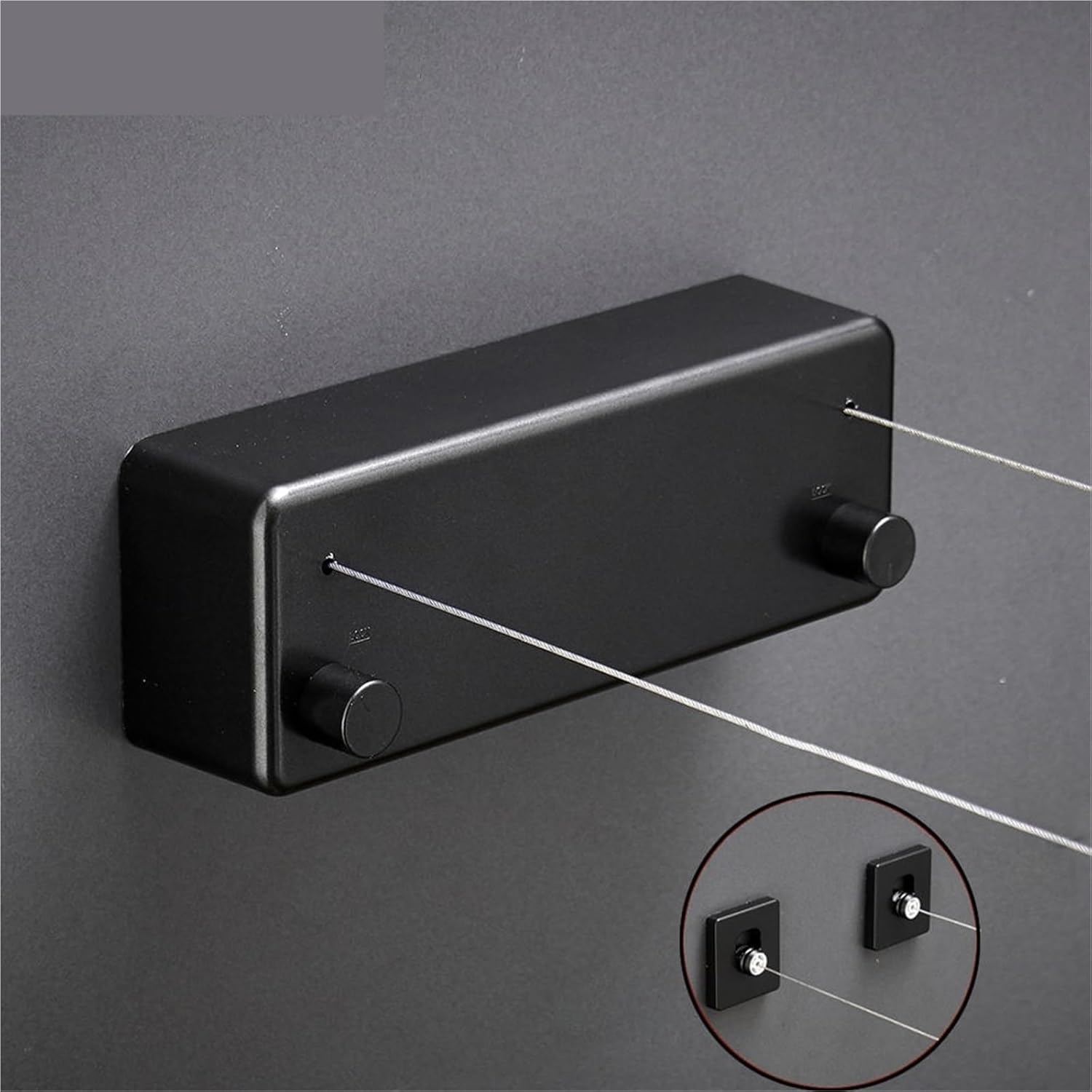 Retractable Clothesline and Drying Rack Indoor Stainless Steel Wire Rope Wall Mount Laundry Double Line Hanger WB3006 for Bathroom, Balcony(Black)