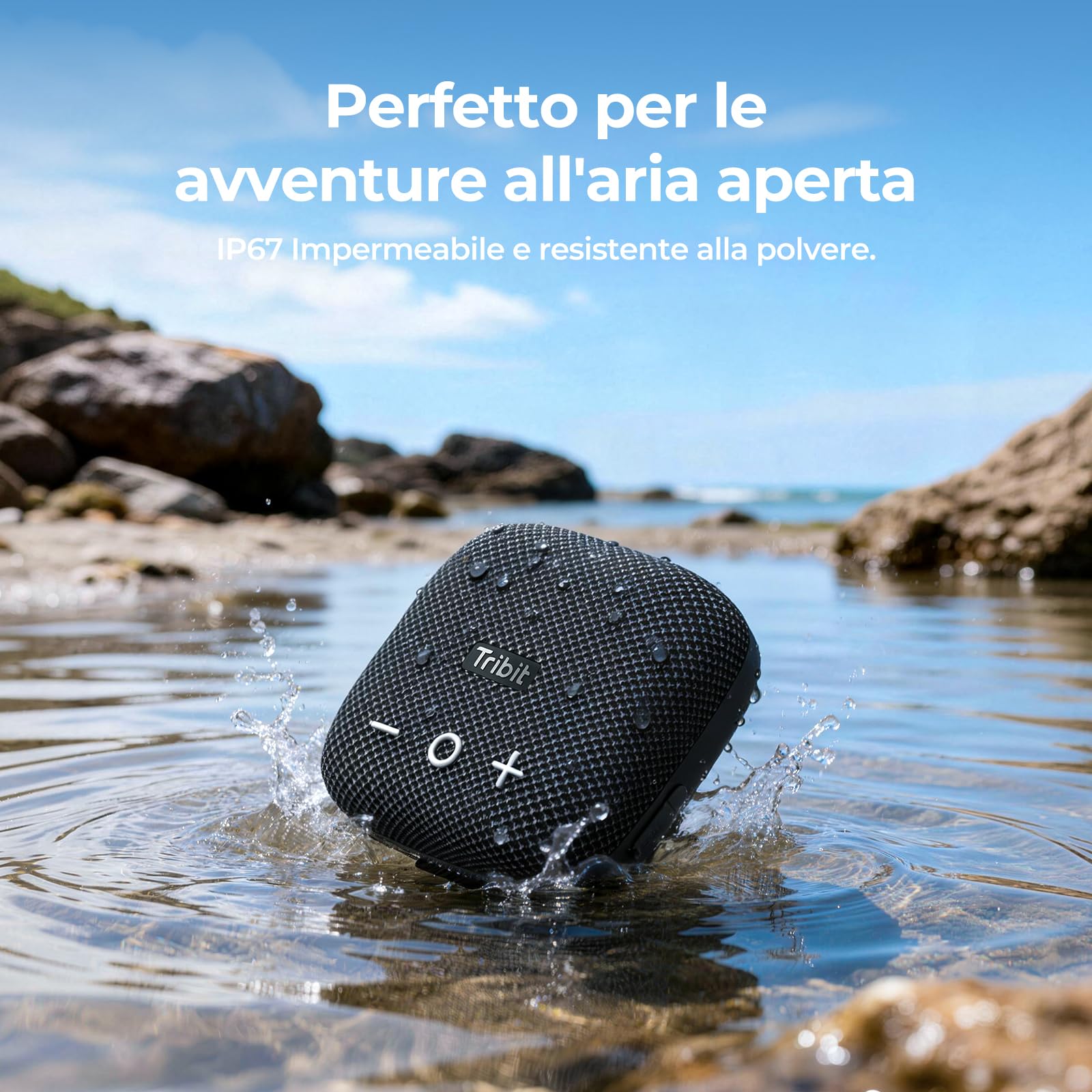 Tribit StormBox Micro 2 Cassa Bluetooth Portatile, 10 W, IP67 impermeabile | XBass,12 ore, wireless, Bluetooth 5.3, EQ, accoppiamento TWS, microfono integrato, bici, esterno, nero