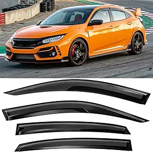Optimal Co Tape-On Rain Guards for Honda Civic Hatchback 2016–2021 (4‑Piece Smoke Acrylic)
