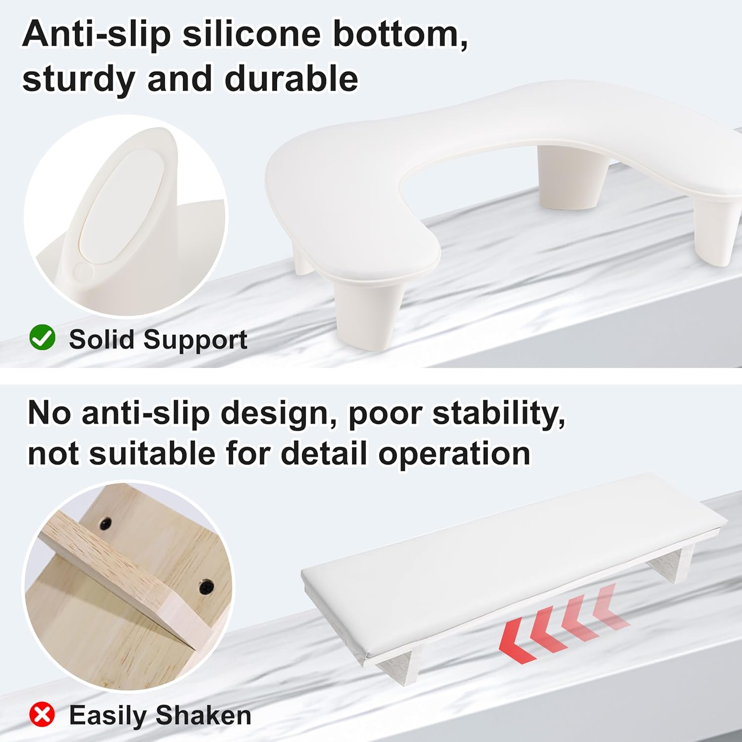 Arm Rest for Nails Tech, U-Shaped PU Leather Hand Rest for Nails Tech, Comfortable Microfiber Nail Hand Rest Stand, Manicure Hand Rest, White Hand Rest Pillow for Manicurists