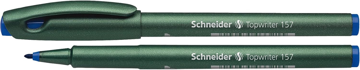 Schneider Topwriter 157 Fiber Tip Pen, 0.8 mm, Green Barrel, Black Ink, Box of 10 Pens (115701) : Office Products