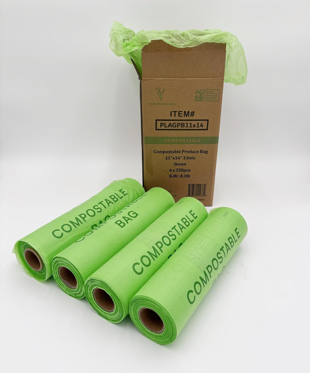 VERDE WINSIGHT Compostable Trash Bags Heavy Duty Extra Thick and Tall Kitchen Food Scrap Waste Bags 1000 Bags, Eco Friendly Biodegradable Trash Liners