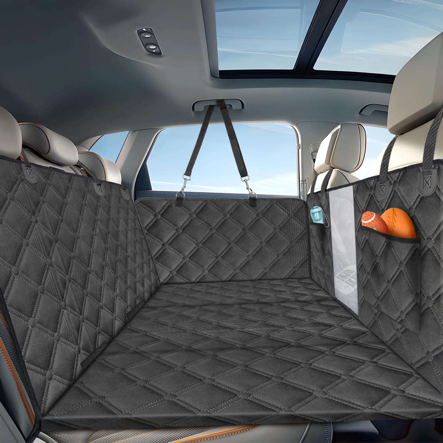 Nobleza Extensor de Asiento Trasero para Perros, Funda Coche Perro Asiento Trasero Impermeable con Parte Inferior Dura, Protector Coche Perros Asiento Trasero, Apto para Todos los Coches, L164*W131cm