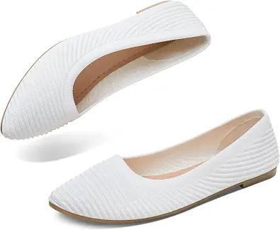 ALTOCIS Women's Knit Ballet Flats - Comfortable Pointed-Toe Foldable Flats