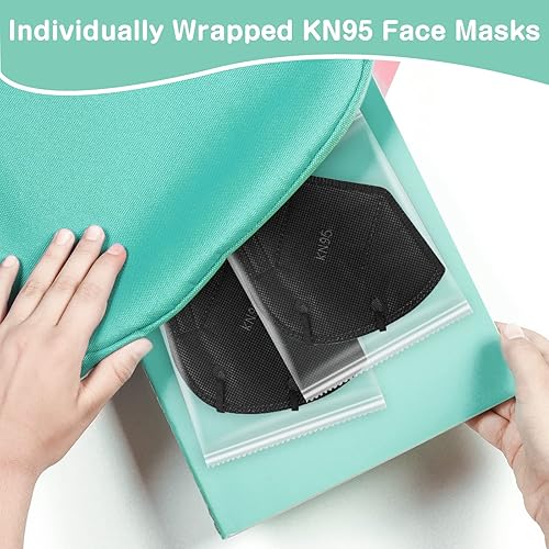 Miniatura 2 de XDX Mascarillas KN95 para niños, paquete de 100 mascarillas desechables negras envueltas individualmente, mascarillas KN95 de 5 capas para niños,