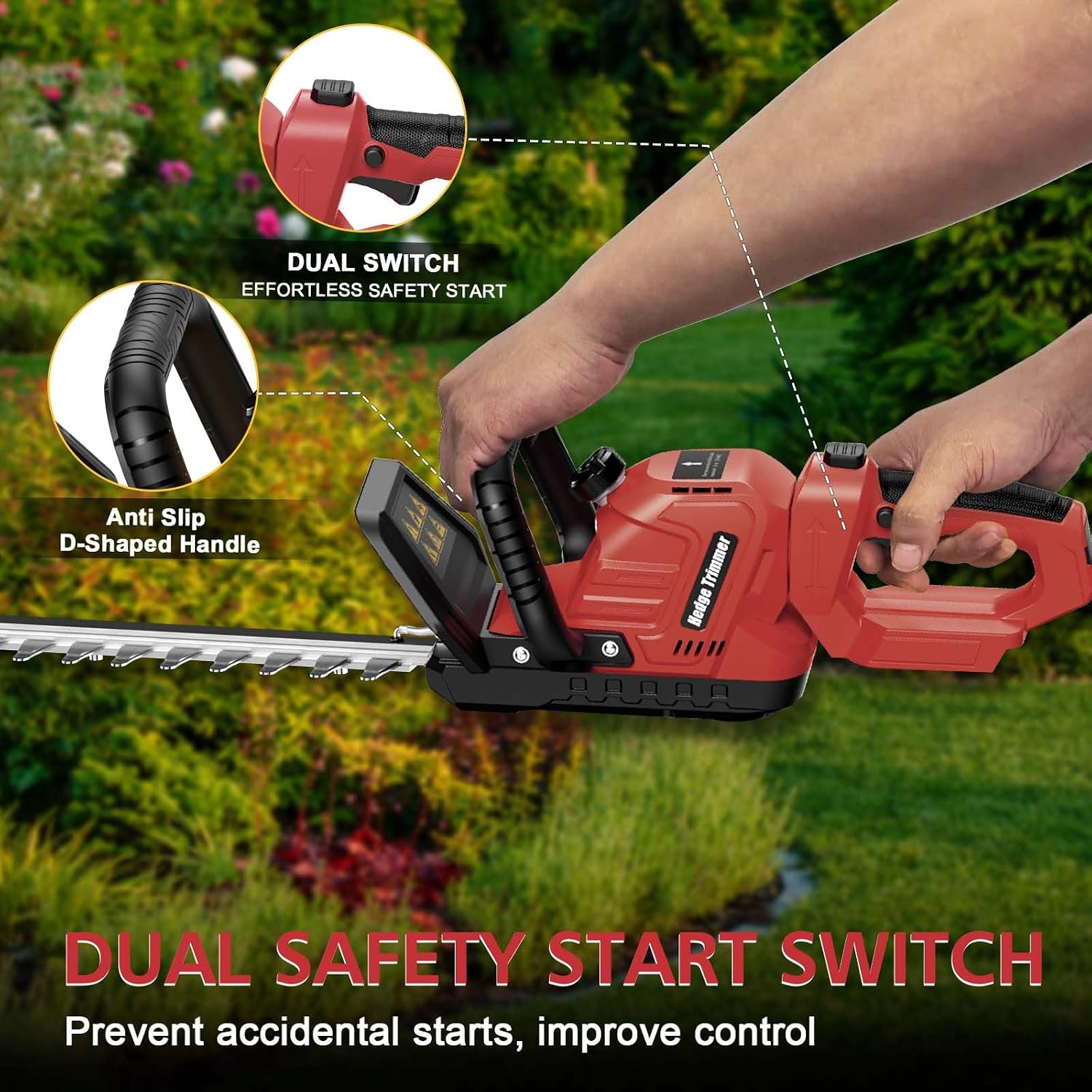 Hedge Trimmer Cordless Compatible with Milwaukee M18 Battery, 22-Inch Battery Hedge Trimmer, Brushless Bush Trimmer, 2/3'' Cutting Capacity, Lightweight & Rotatable Handle(No Battery)
