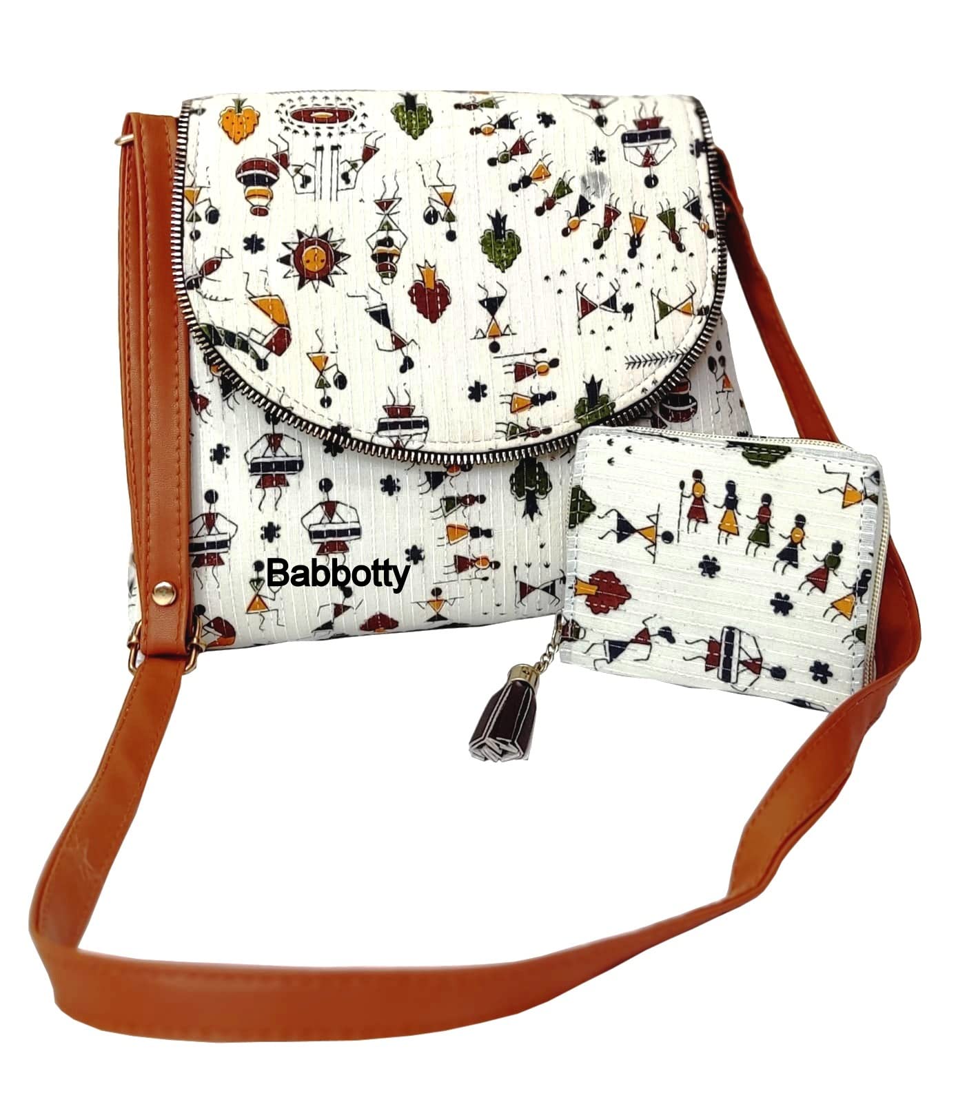 Babbotty Womens Sling Bag And Mini Wallet | Adjustable Strap Cross Body Purse| Shoulder Bag| Handbag Pack Of 2,White (B0B75CXHGP) Amazon Price History, Amazon Price Tracker