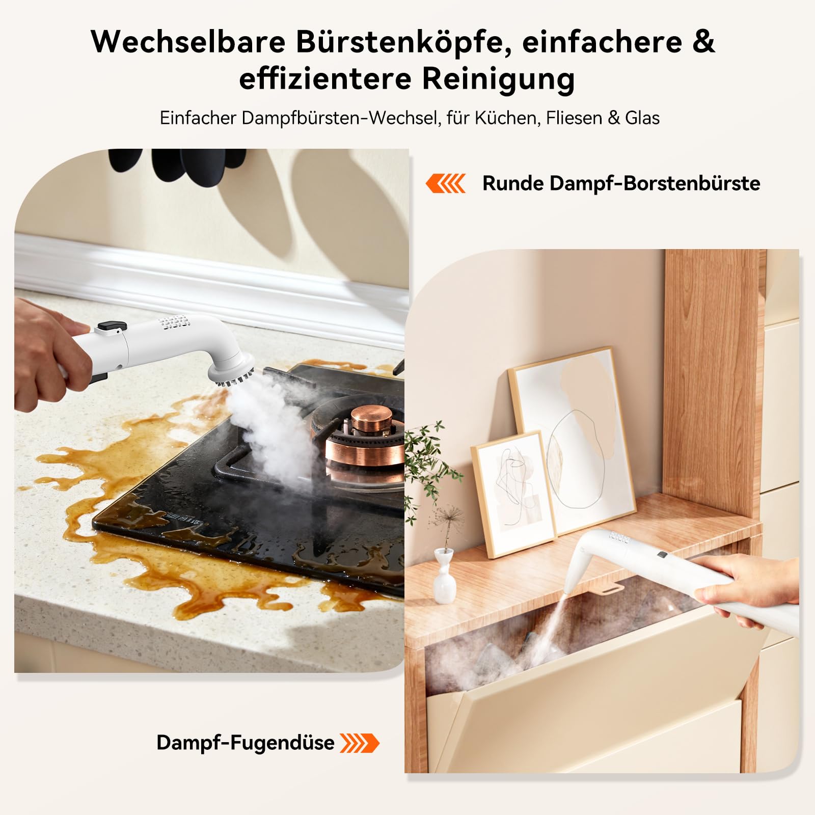 Uwant Y100 Steam Polsterreiniger Gerät, 3-in-1 Nasssauger für Sofa, Teppich und Auto mit 18KPA, 100°C Heißdampf, 65°C Heißwasser, Kaltwasser. Selbstreinigung, Multi-Bürstenkopf & 500ml Teppichreiniger