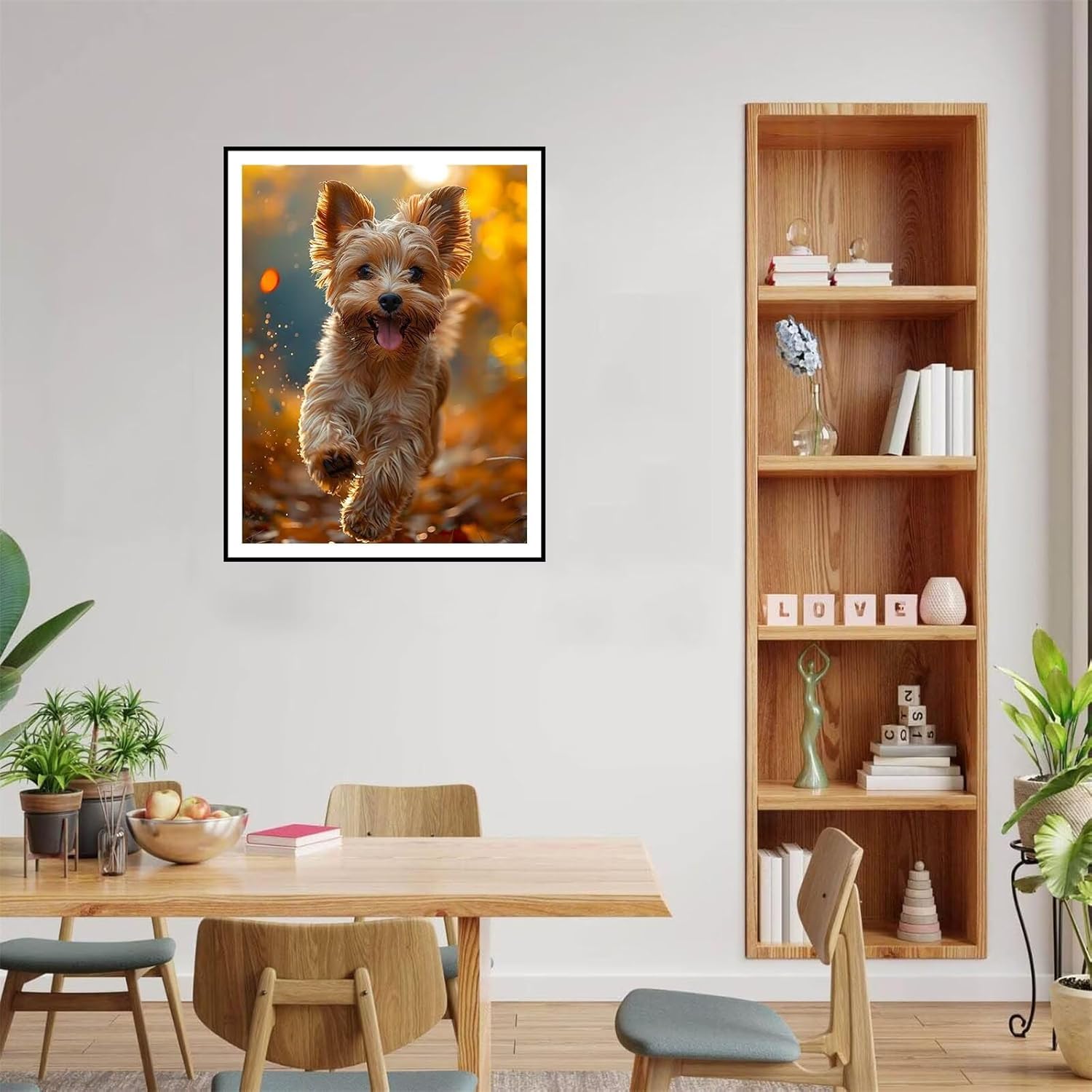 Diamond Painting Kits for Adults, 60x80cm Diamond Painting Dog, Full Drill Round Diamond Dots Paintings for Beginners, Paint by Numbers Gem Art Diamond Painting Yorkshire Kits, for Home Wall Decor