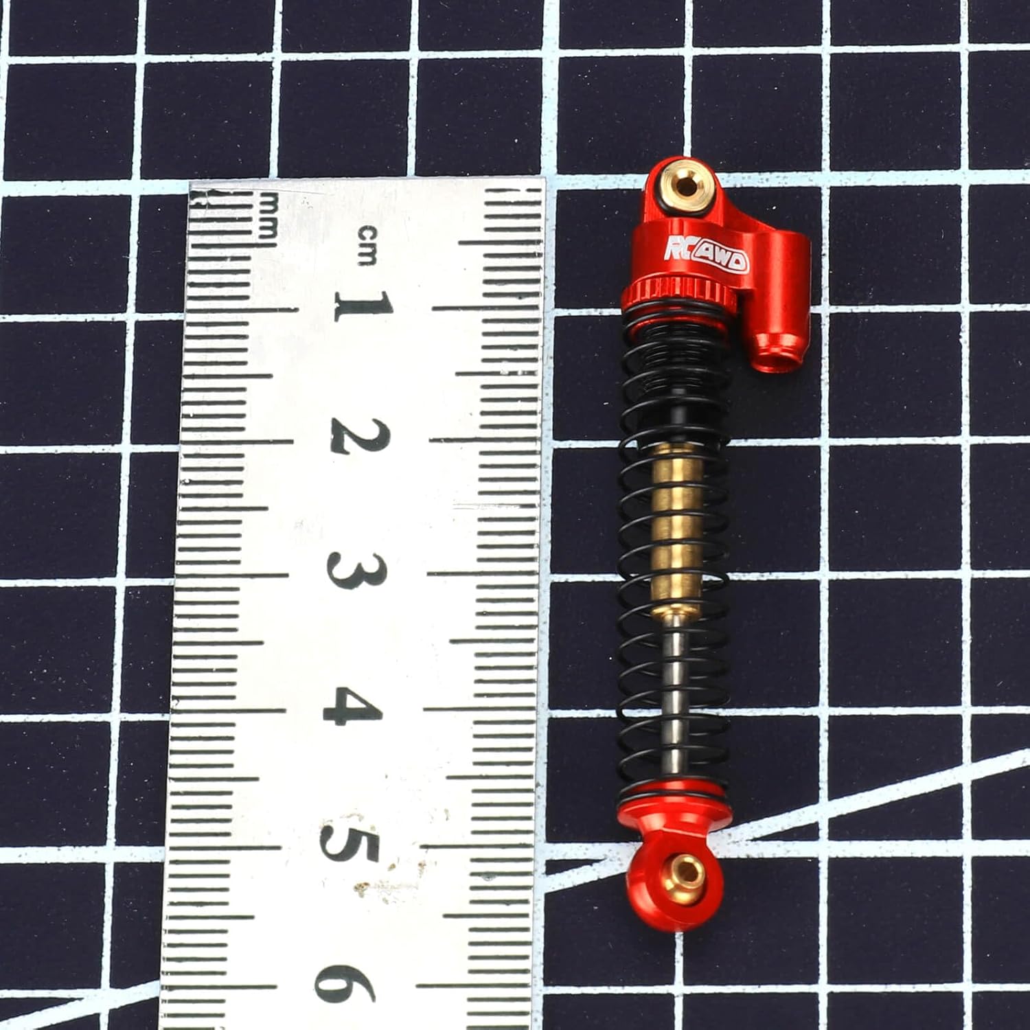 RCAWD Double Barrel Shock Absorber with Extra Springs for Axial AX24 XC-1 4WS Upgrades, Aluminum Front Rear RC Shocks Damper Parts for 1/24#AXI00003 Red