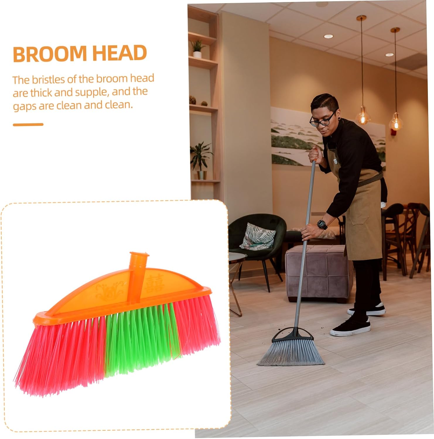 COLLBATH Floor Broom Head Part Broom Replacement Head Multi-Scene Use Easy to Clean Home Office Accessory