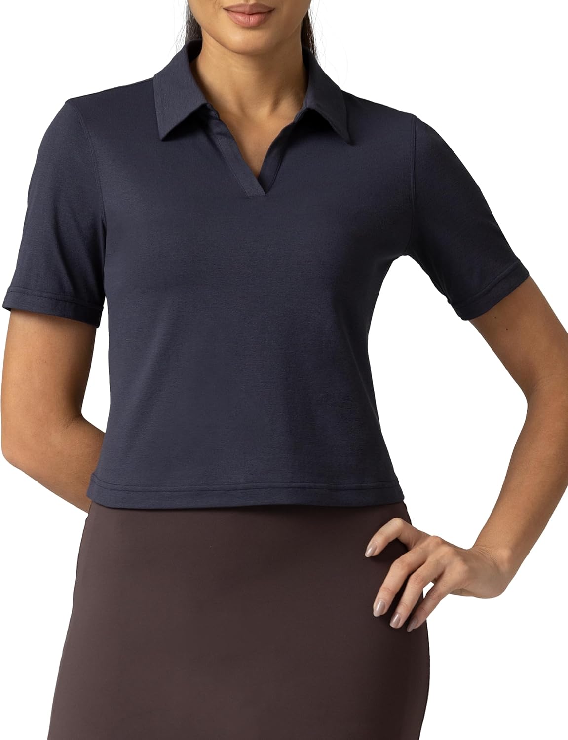 Colorfulkoala Sorona Women's Short Sleeve Golf Polo Shirts Collared V Neck Quick Dry Tennis Workout Tops Moisture Wicking