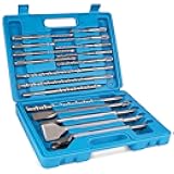 17pcs SDS Plus Concrete Masonry Drill Bits and Chisels Set with Storage Case, Carbide-Tipped Drill Bit Set for Concrete, Stone, Brick