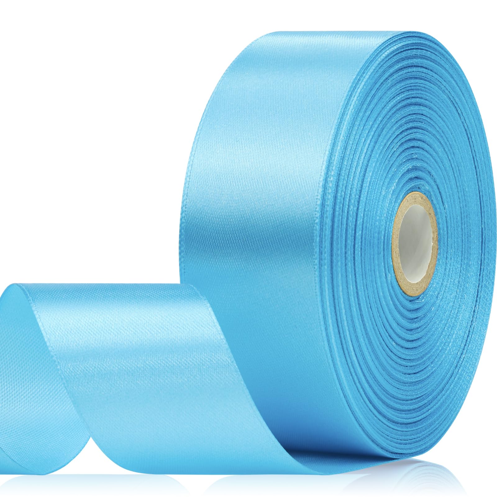 Apeseek 60 Yards Turquoise Blue Satin Ribbon 1-1/2 Inch, Solid Polyester Fabric Ribbon for Gift Wrapping, Crafts, Flower Bouquet, Wedding, Baby Shower