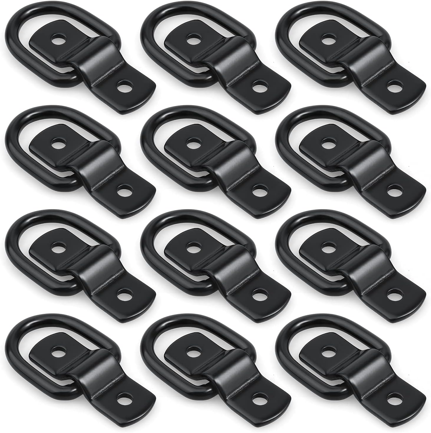 12 Pack D-Ring Tie Downs, 1/4" Anchor Lashing Ring for Loads on Trailers Trucks RV Campers Vans ATV SUV Boats Motorcycles etc Vehicles, Heavy Duty Tie Down with Mounting Bracket
