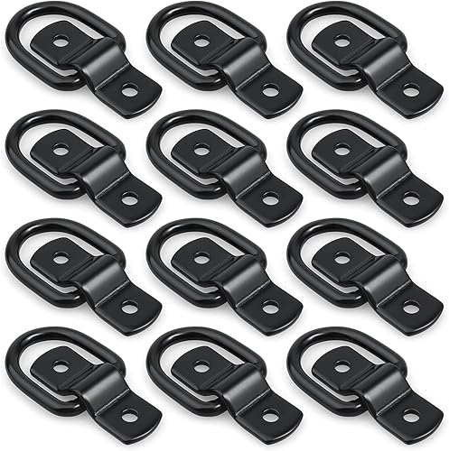 EXCELFU Paquete de 12 anillos en D, anillos en D de 14 pulgadas para cargas en remolques, camiones, caravanas, furgonetas, ATV, SUV, barcos,
