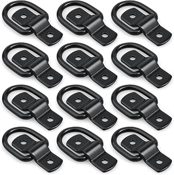 12 Pack D-Ring Tie Downs, 1/4" Anchor Lashing Ring for Loads on Trailers Trucks RV Campers Vans ATV SUV Boats Motorcycles etc Vehicles, Heavy Duty Tie Down with Mounting Bracket