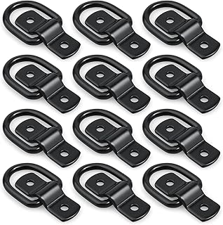 12 Pack D-Ring Tie Downs, 1/4" Anchor Lashing Ring for Loads on Trailers Trucks RV Campers Vans ATV SUV Boats Motorcycles etc Vehicles, Heavy Duty Tie Down with Mounting Bracket