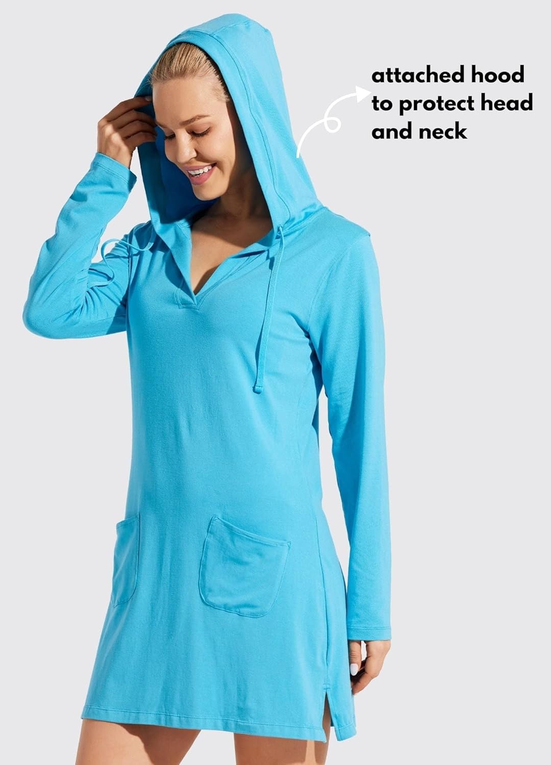 Willit Women's UPF 50+ CoverUp Dress Beach SPF Long Sleeve Shirt Dress Sun Protection Hiking