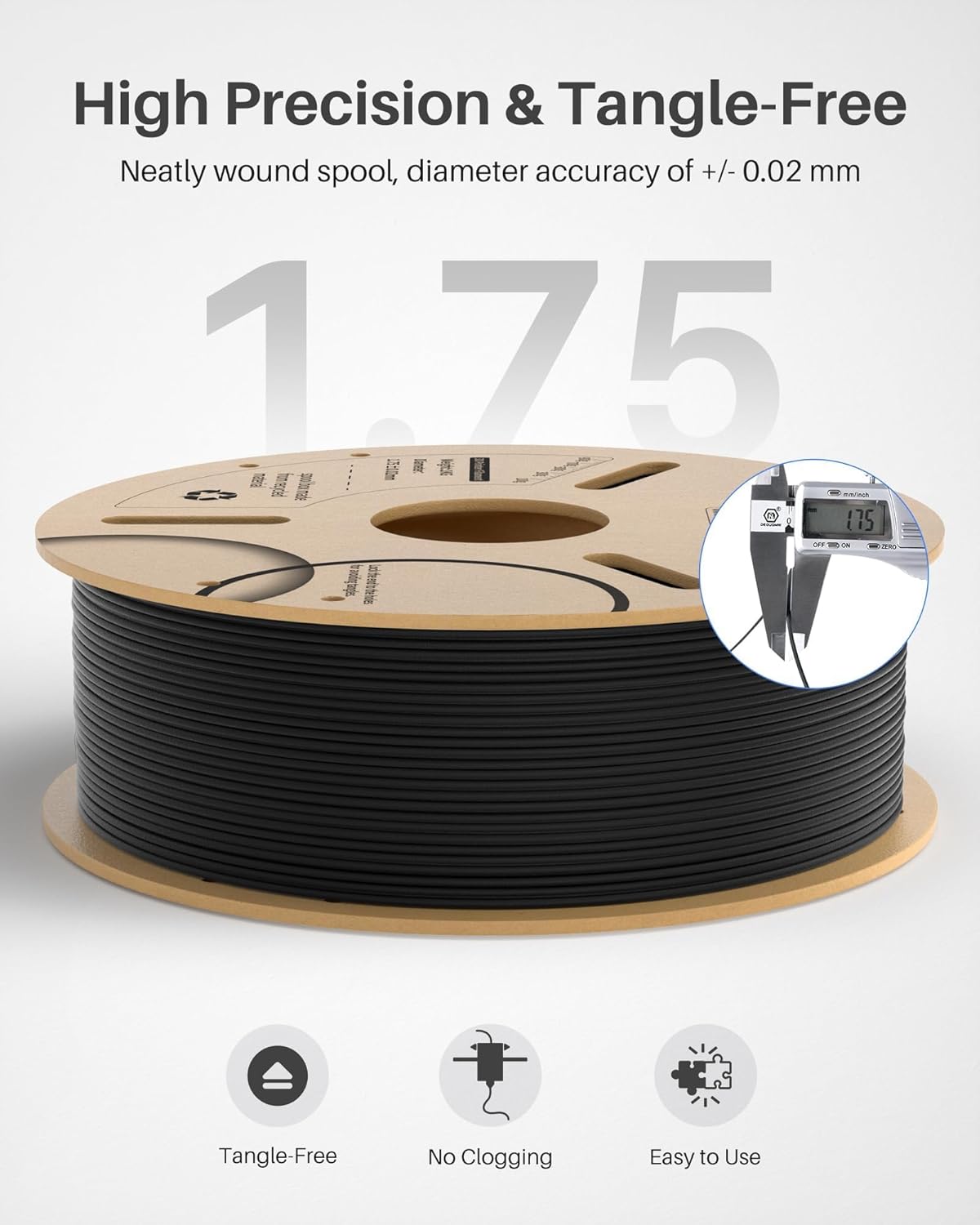 Carbon Fiber PETG Filament Gray 1KG & Carbon Fiber PLA Filament Black 1KG