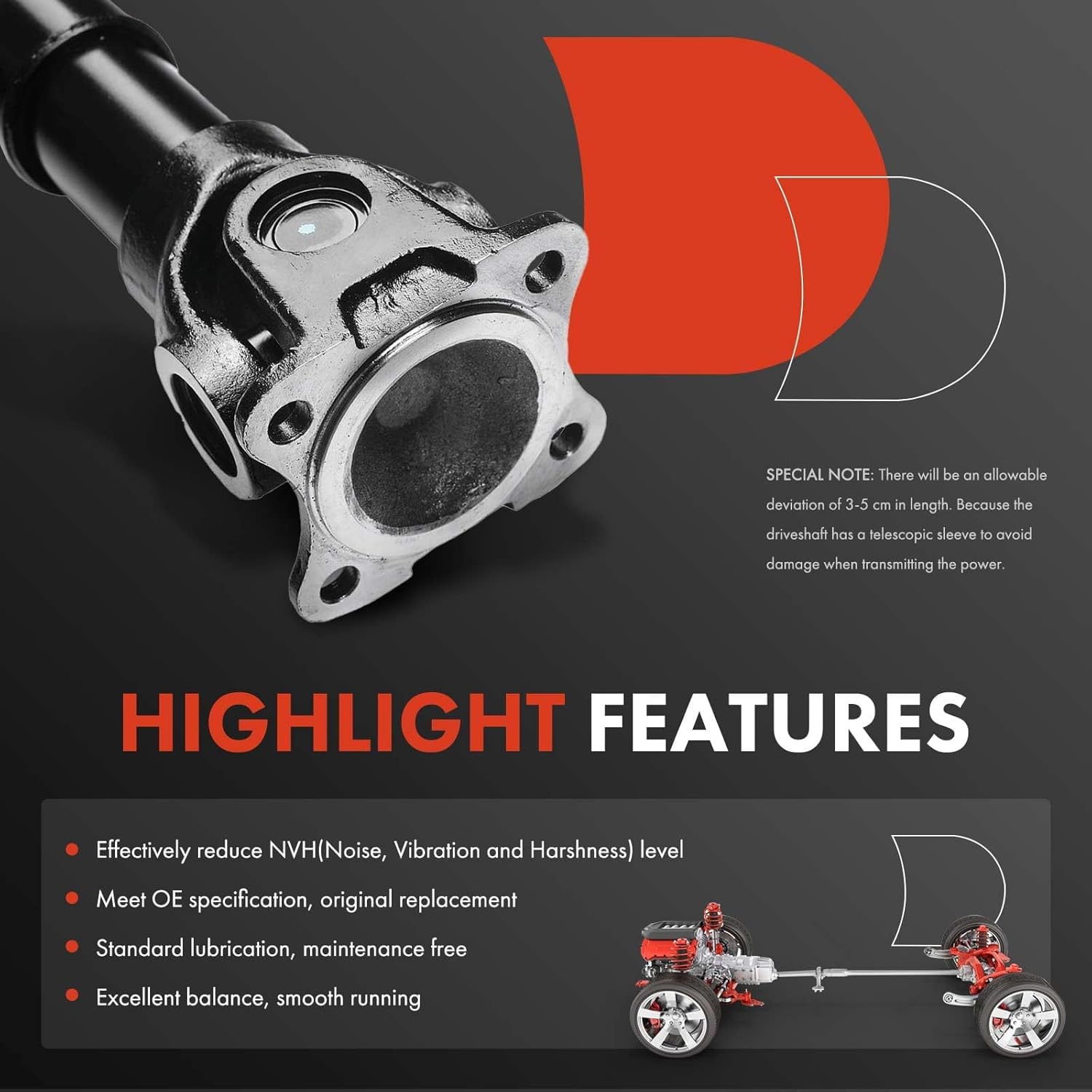 A-Premium Front Drive Shaft Prop Shaft Driveshaft Assembly Compatible with Mercedes-Benz W203 Series C240, C320 2003-2005, C280, C350 2006-2007, AWD Automatic Transmission, Replace# 2034106106