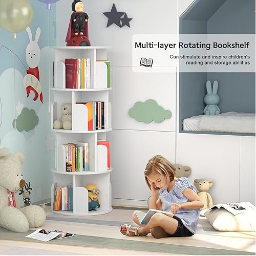 Miniatura 55 de Aheaplus Estantería giratoria, estantería esquinera de 360 exhibiciones para espacios pequeños, estante de almacenamiento de pie de 4 niveles, Negro