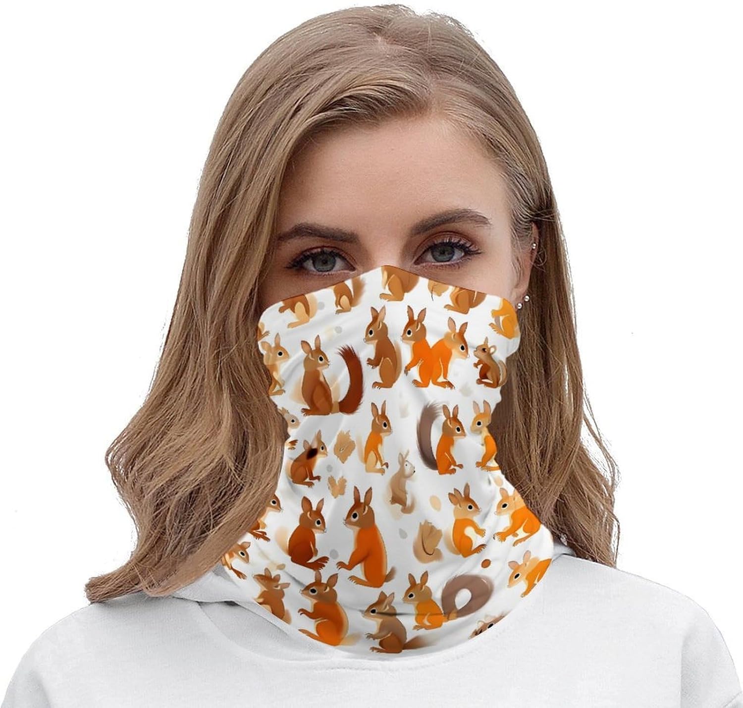 Neck Gaiter Balaclava Mask Headwear Scarf, Cute Squirrels image 5