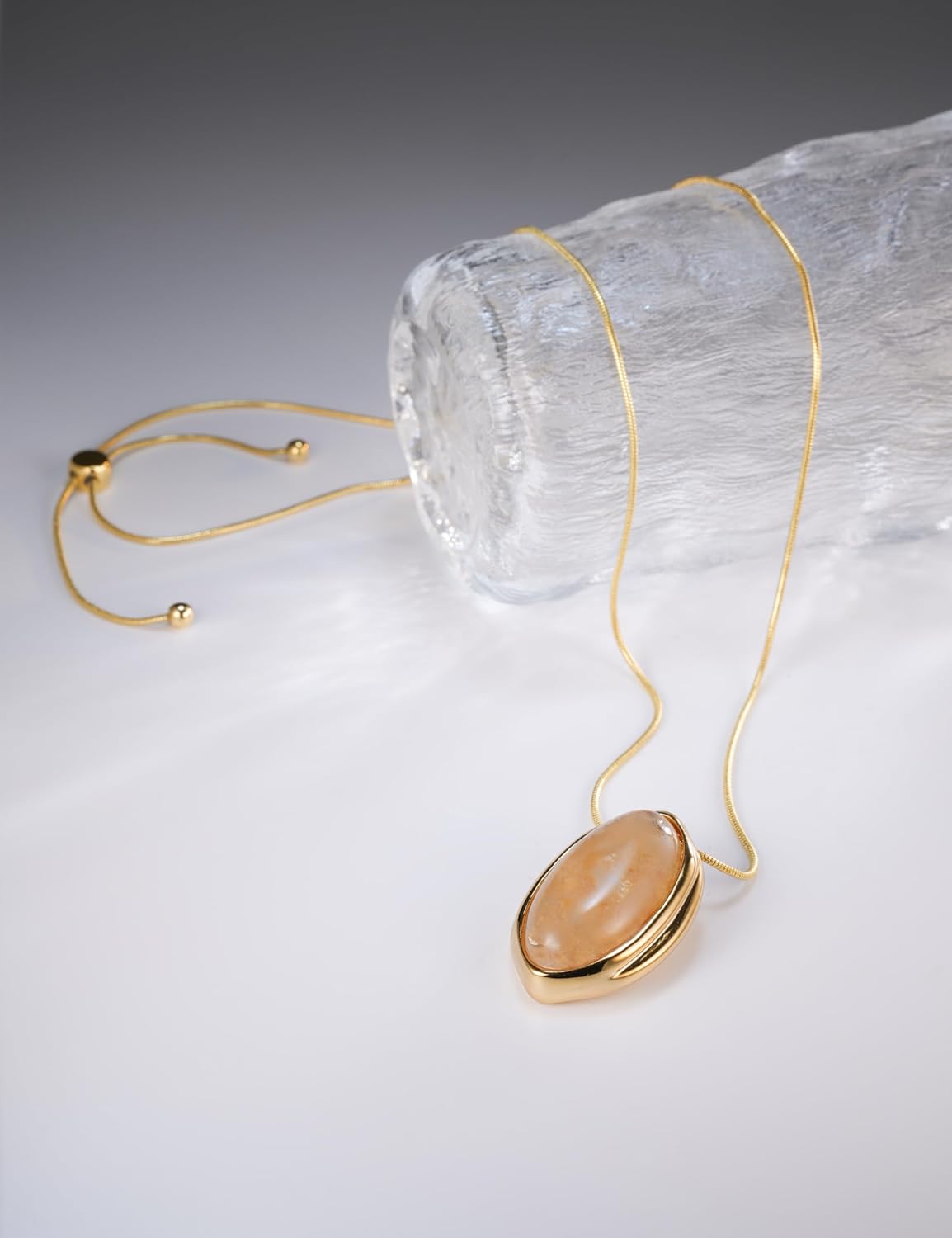 Gold Plated Yellow Crystal Long Pendant Necklace Boho Chakra Healing Statement Jewelry for Women