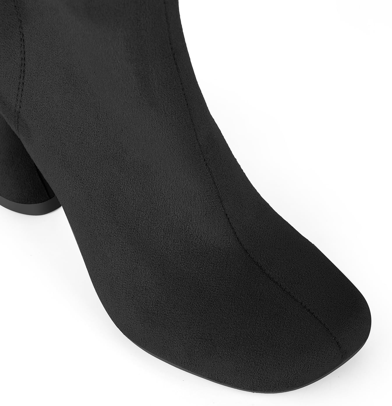 Women's Sculpted Heel Ankle Boots, 3.74 Inch High Heel Fashion Booties with Side Zip, Square Toe PU Leather Dress Boots