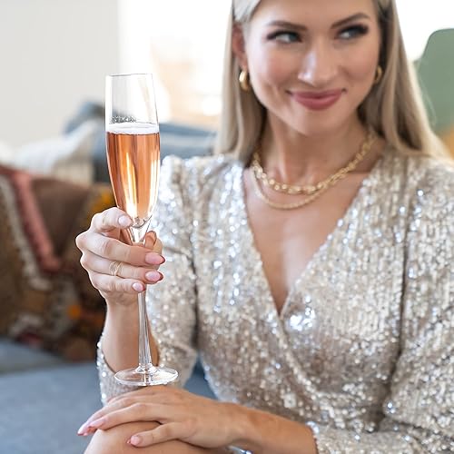 Miniatura 9 de Aspen & Birch - Juego de 6 copas de champán atemporales - Copas de champán - Copas de mimosa, copas de cristal premium, transparentes, 5 onzas,